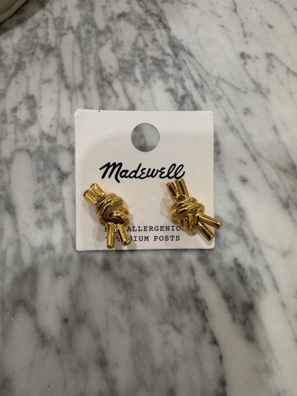 New Madewell Shiny Gold Knot Stud Earrings